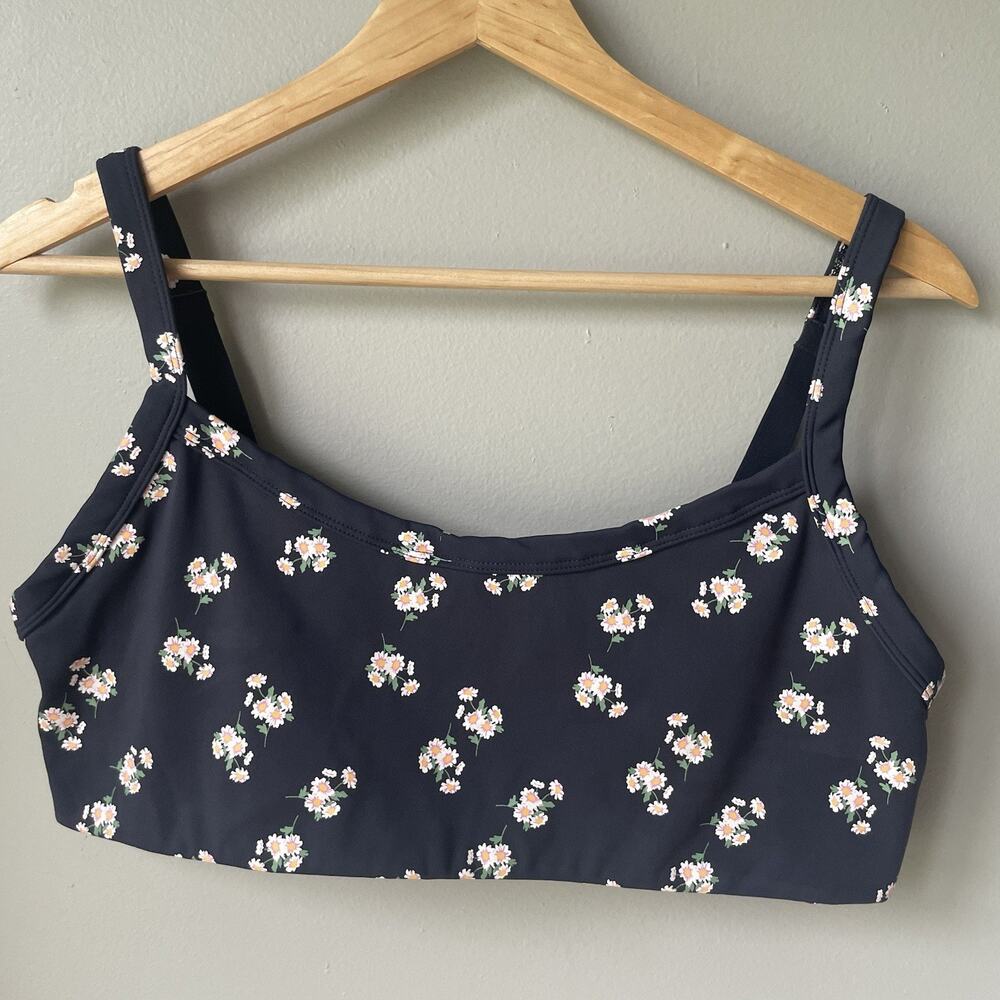 Offline By Aerie Black Floral Sports Bra Womens Size Large- Med Support, EUC